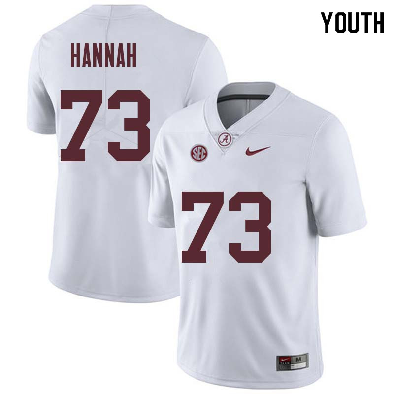 Alabama Crimson Tide Youth John Hannah #73 White NCAA Nike Authentic Stitched College Football Jersey FC16K87HW